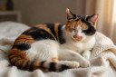 Bella, a beautiful calico cat sleeping